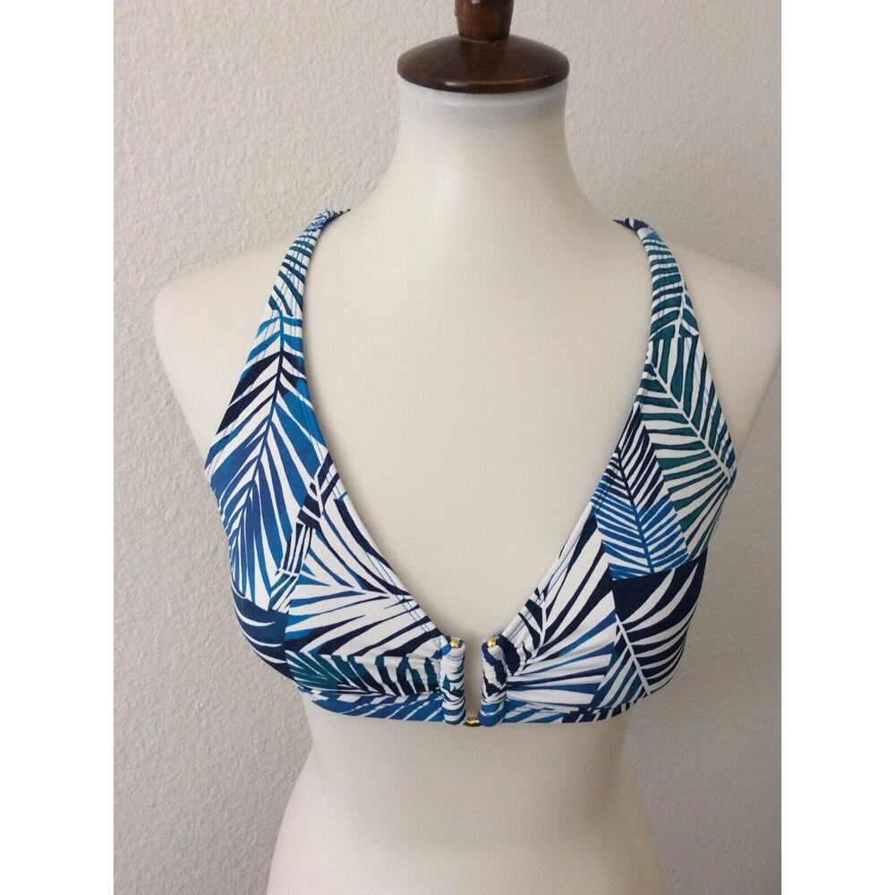 Bleu Rod Beattie Swim Bikini Top X Back Tropical Blue Swimwear